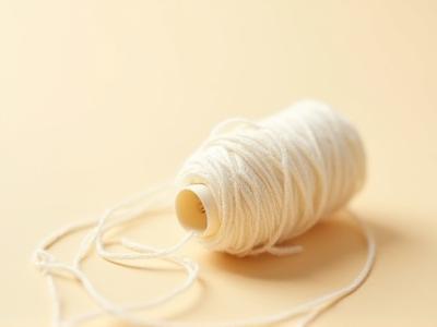 Coil of natural undyed cotton sewing thread, strong and textured