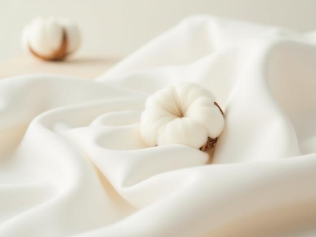 Soft, textured close-up of undyed organic cotton, emphasizing its gentle, natural fibers against sensitive skin