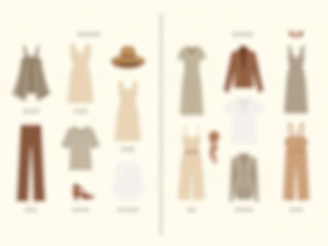 Graphic showing a small collection of 10 clothing pieces being mixed and matched to create over 20 different outfits, illustrating versatility.